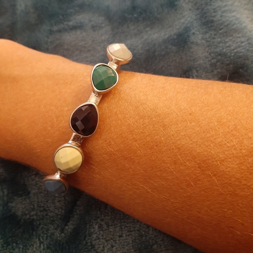 Silver Multicolor Stone Bracelet